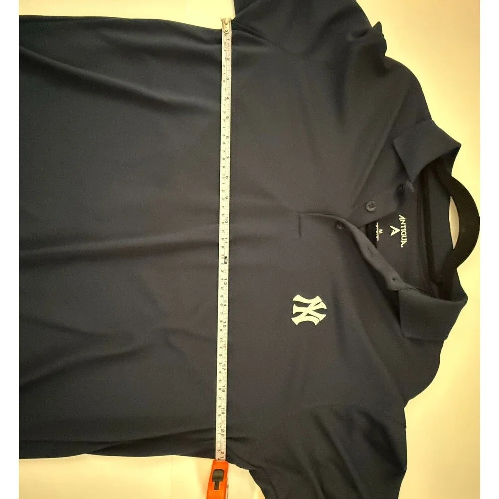 Antigua New York Yankees Polo Shirt Mens Medium Black MLB Embroidered Logo Golf